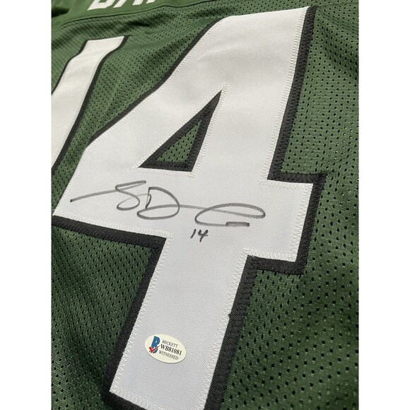 SAM DARNOLD Green New York Jets Autographed Jersey #14 Beckett WB81081 QB JETS - Picture 9 of 12
